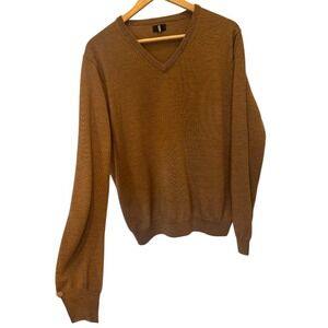 J.Crew Merino Wool Camel Sweater V-Neck Pullover‎ Knit Brown Casual Mens SZ L